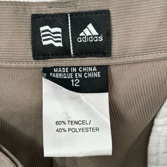 Adidas Microfiber Shorts High Waist Pleated Cocoa Womens Size 12 Cocoa NWT - Picture 2 of 6